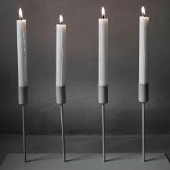 Metall lysestake til 4 lys beige