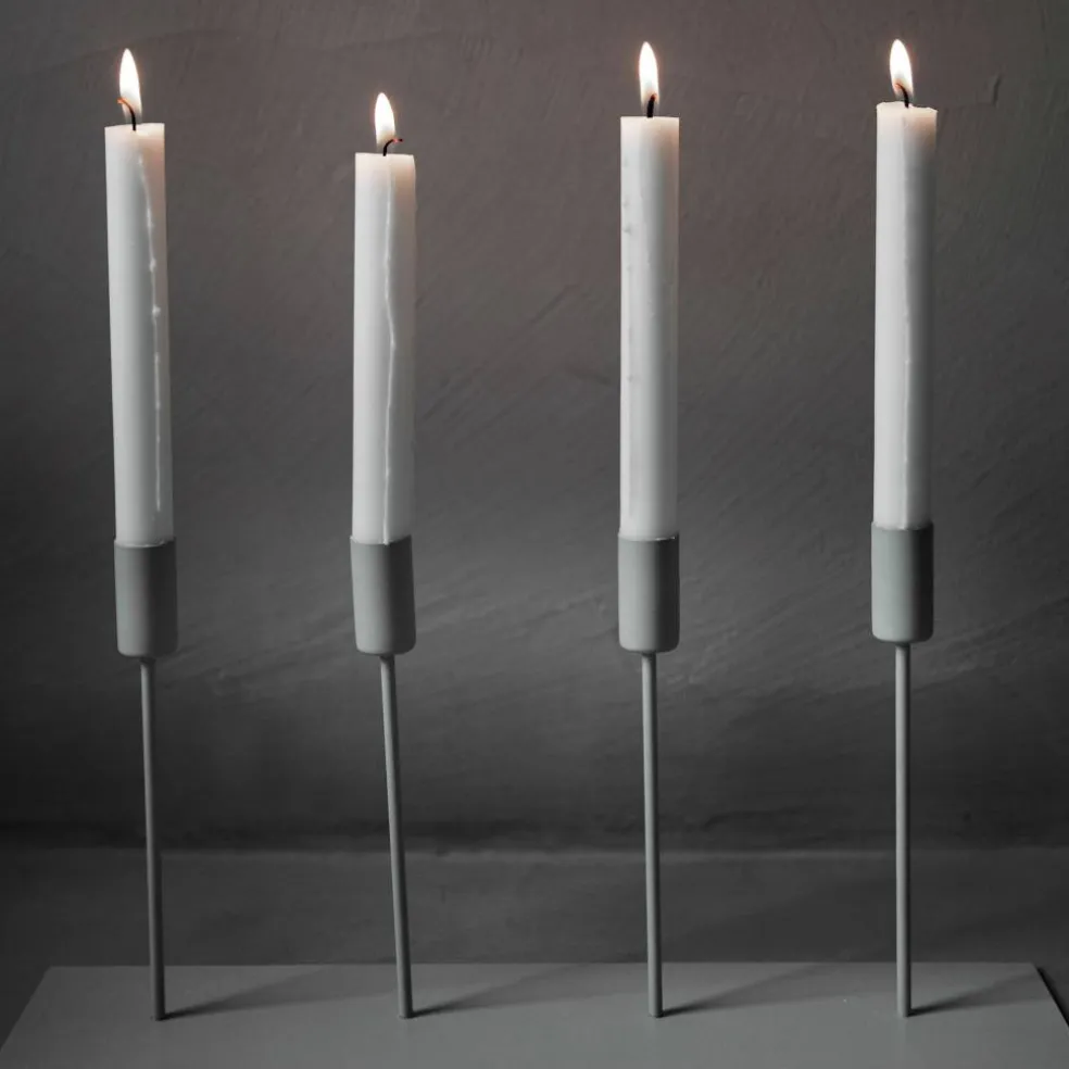 Metall lysestake til 4 lys beige