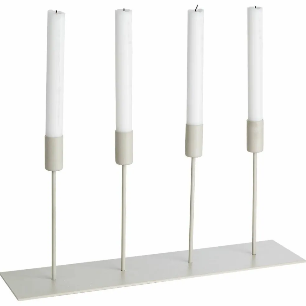 Metall lysestake til 4 lys beige