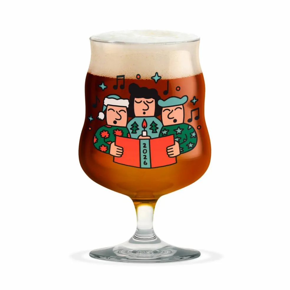 Mikkeller Universal ølglass 2026 40 cl, klar med dekor