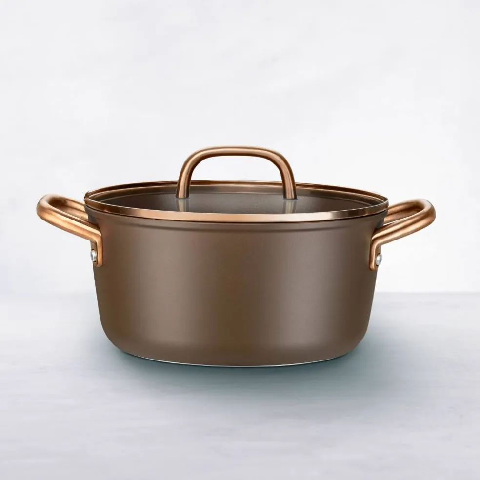 Milano gryte med glasslokk 24 cm, brun