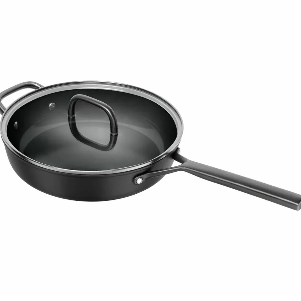 Milano traktørpanne med glasslokk 28 cm, svart