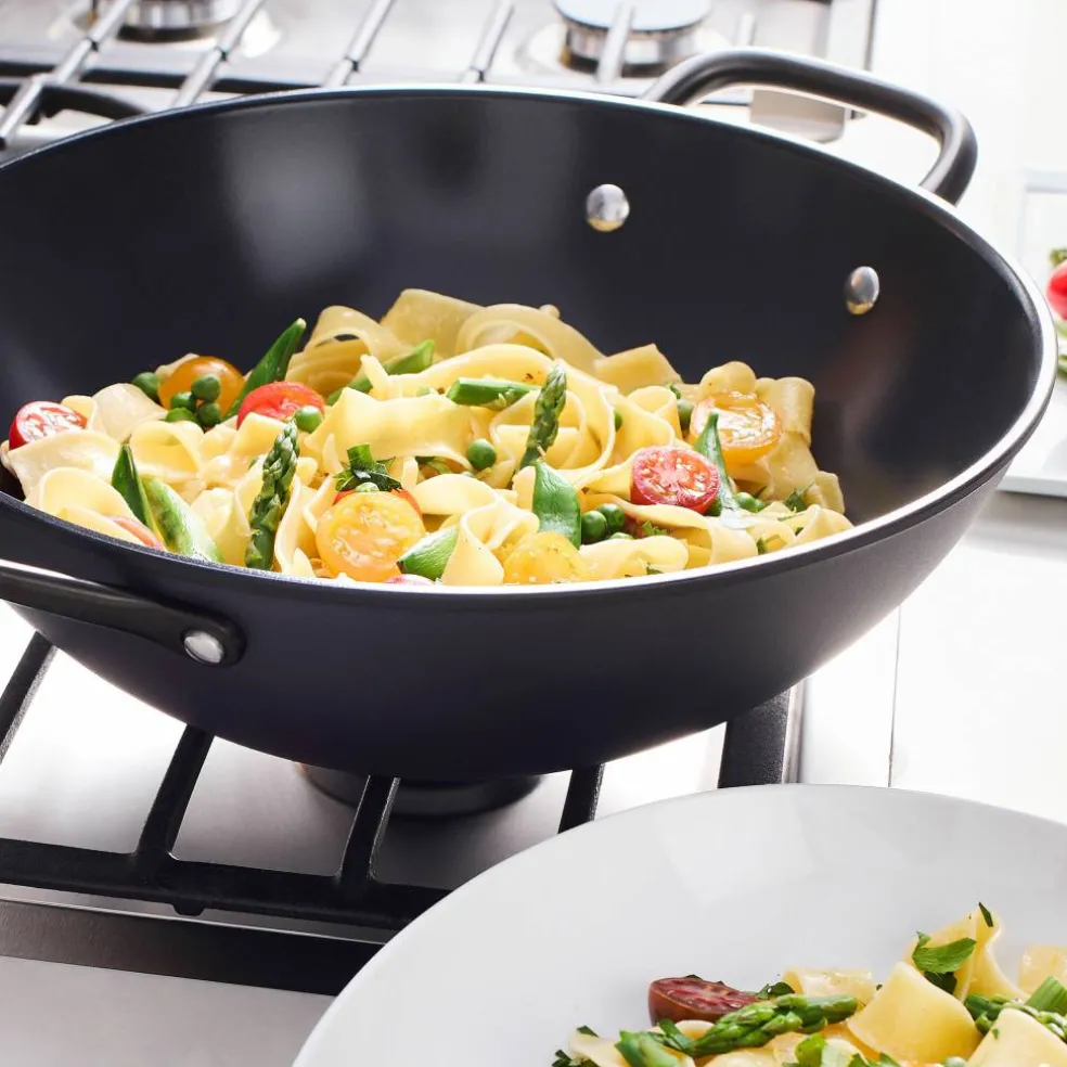 Milano wok 30 cm med glasslokk, svart