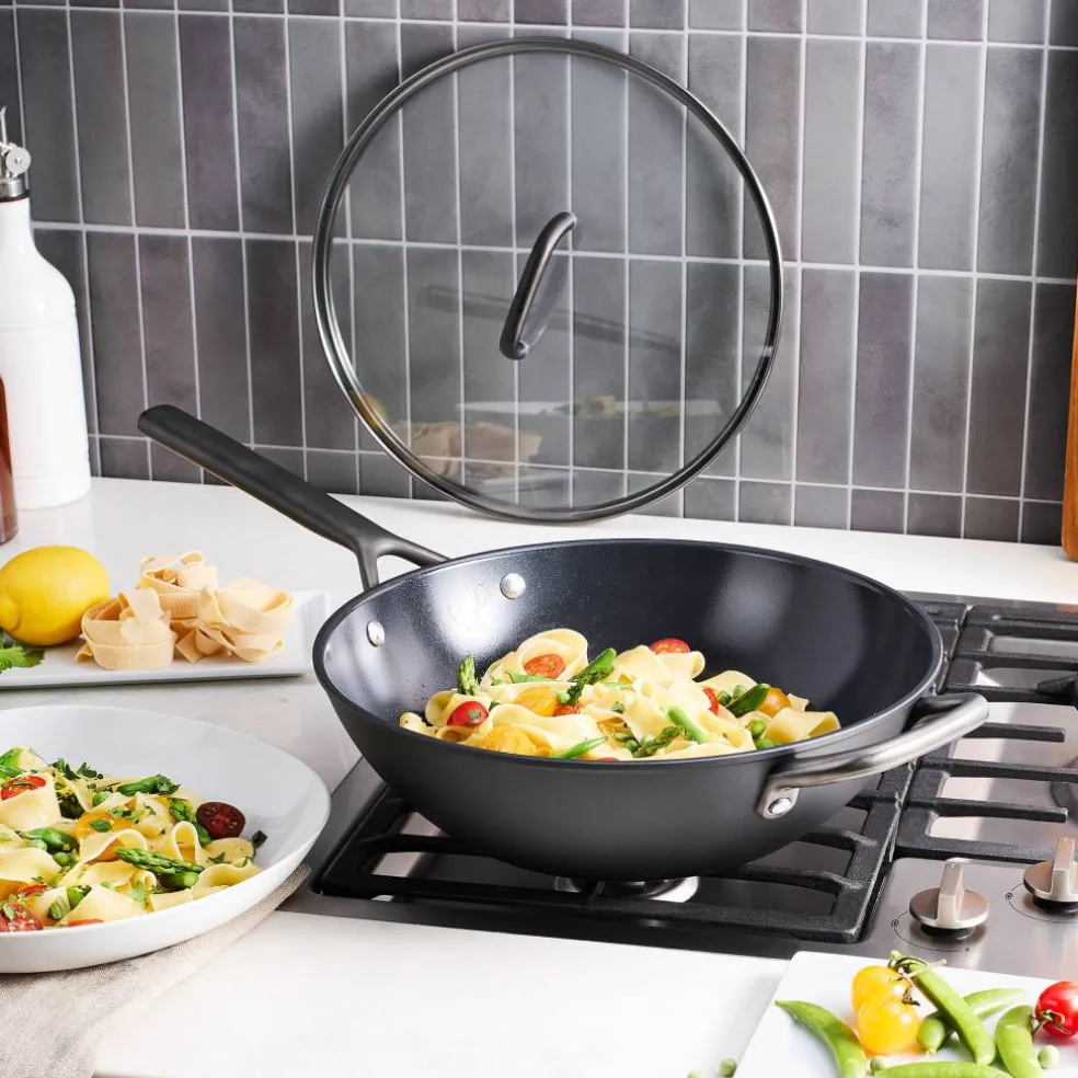 Milano wok 30 cm med glasslokk, svart