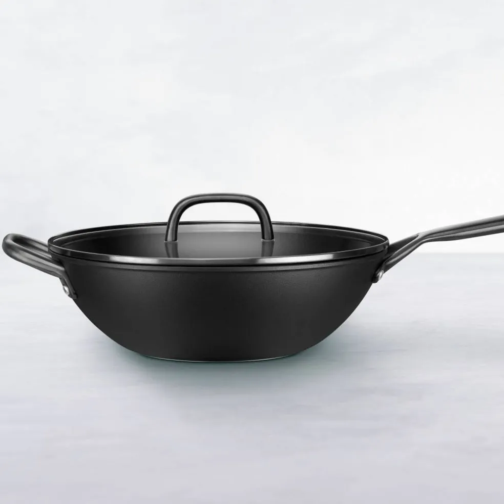 Milano wok 30 cm med glasslokk, svart