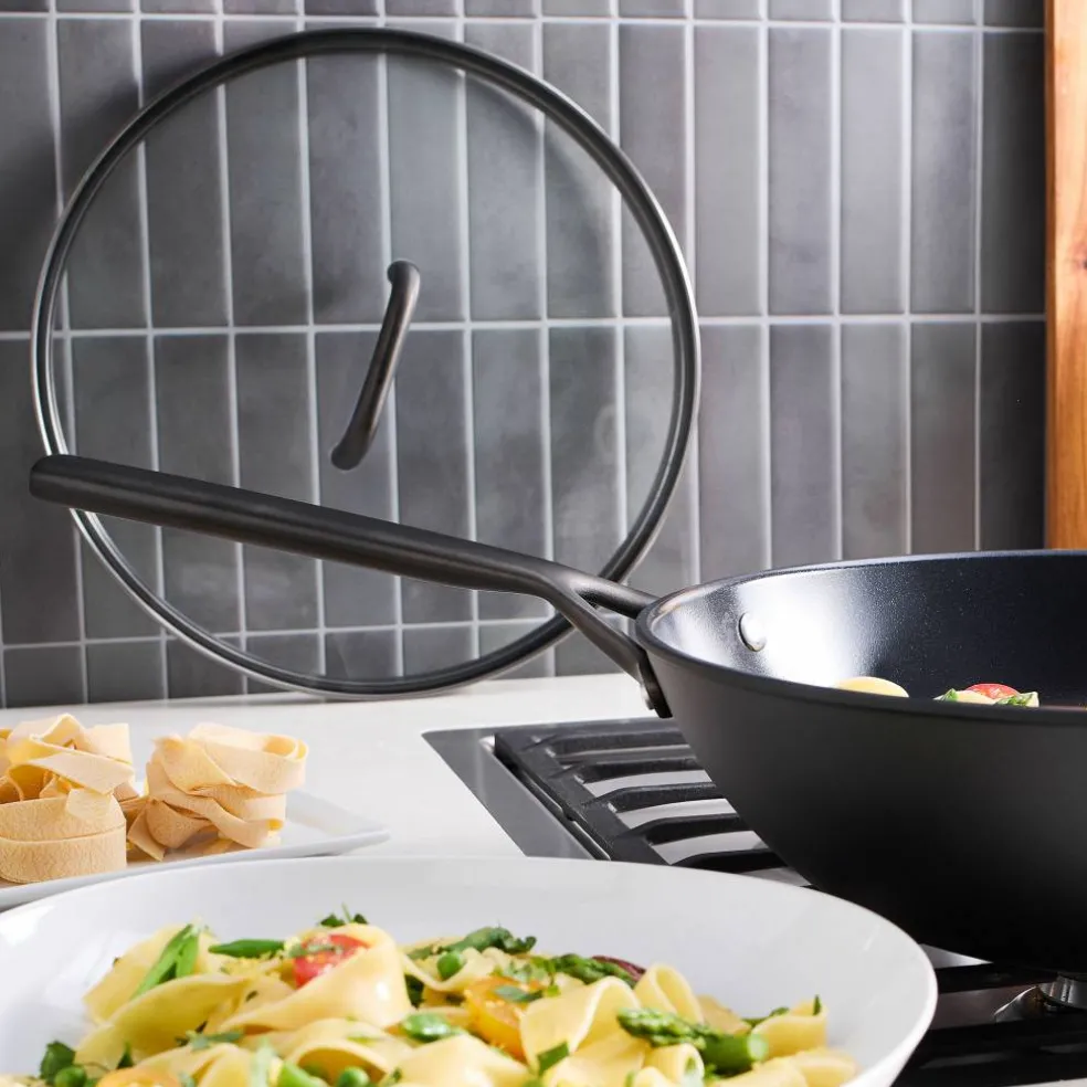 Milano wok 30 cm med glasslokk, svart