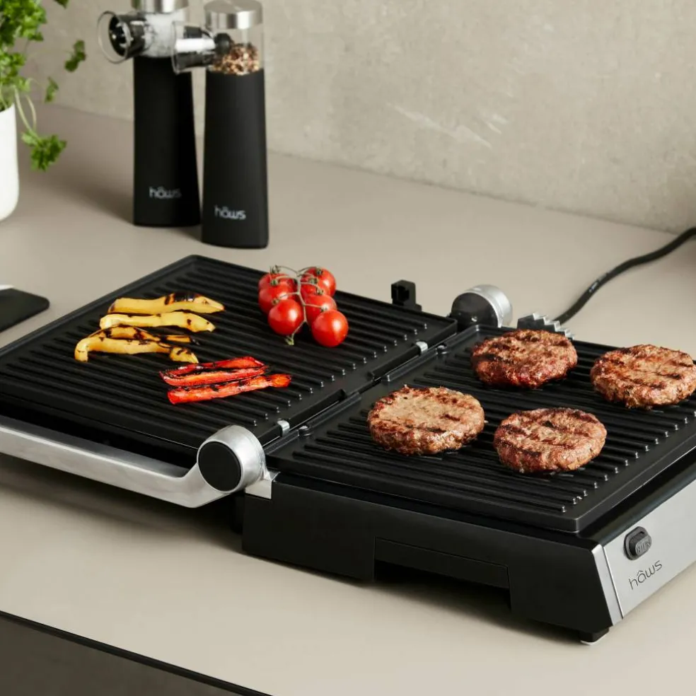 Møn Proff bord/paninigrill, rustfritt stål/svart