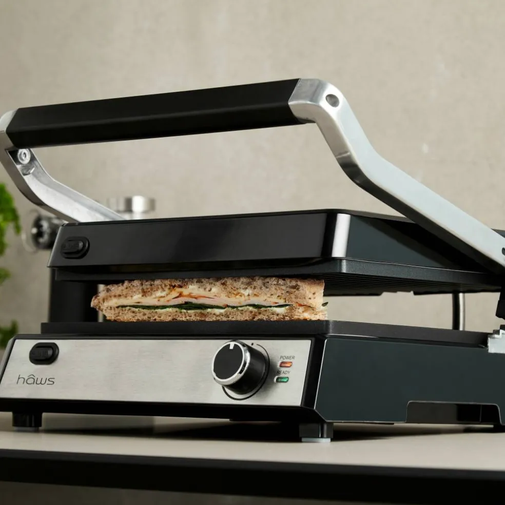 Møn Proff bord/paninigrill, rustfritt stål/svart
