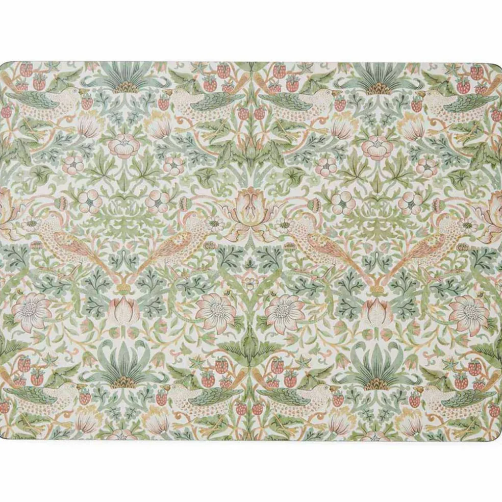 Morris & Co Strawberry Thief bordbrikker 4-pakning, grønn