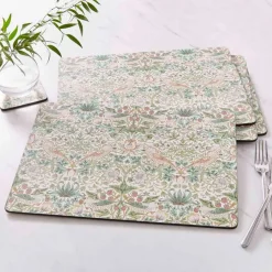 Morris & Co Strawberry Thief bordbrikker 4-pakning, grønn