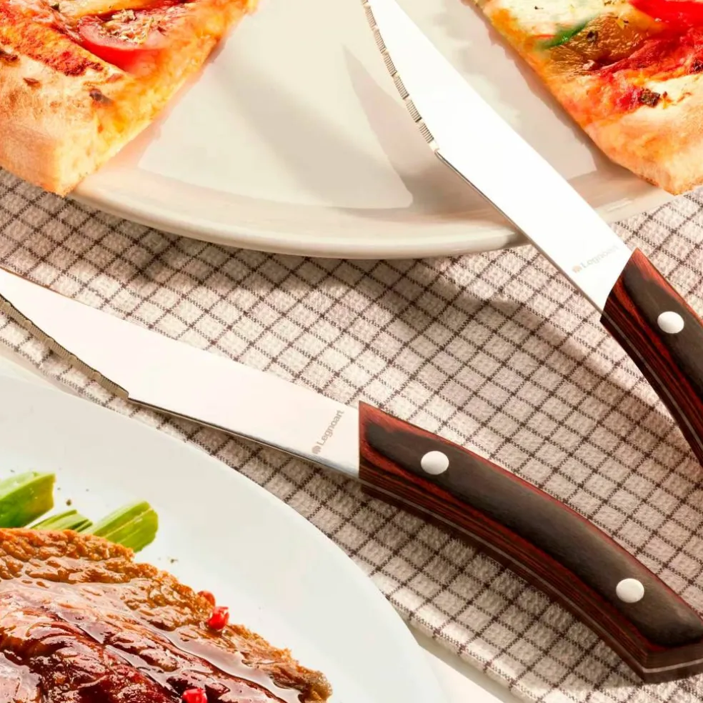 Napoli pizza- og biffkniver 4 stk, mørkt tre