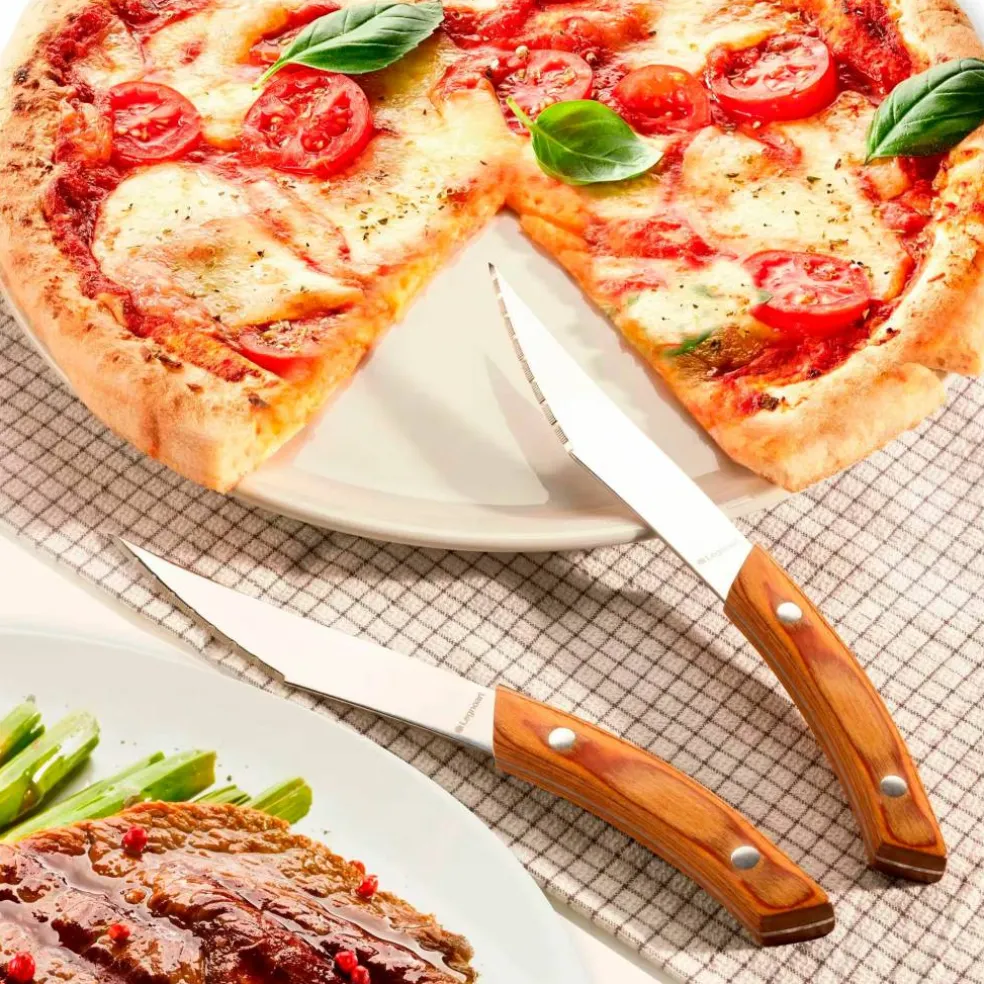 Napoli pizza- og biffkniver 4 stk, mørkt tre