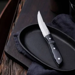 Old Farmer Micarta biffkniv XL 4 stk, svart/stål