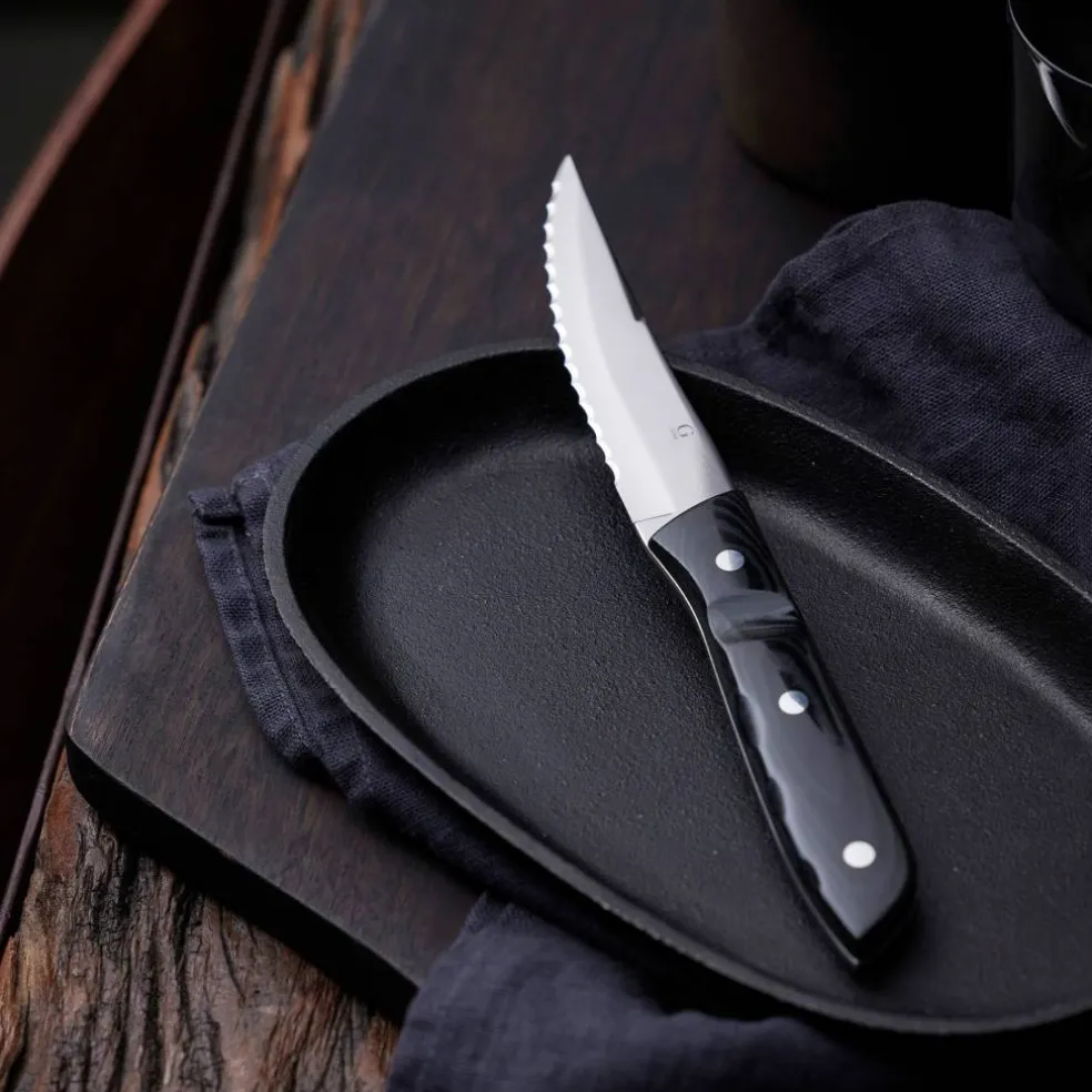 Old Farmer Micarta biffkniv XL 4 stk, svart/stål