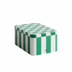 Oppbevaringsboks small, grønn/off-white