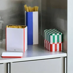 Oppbevaringsboks small, grønn/off-white