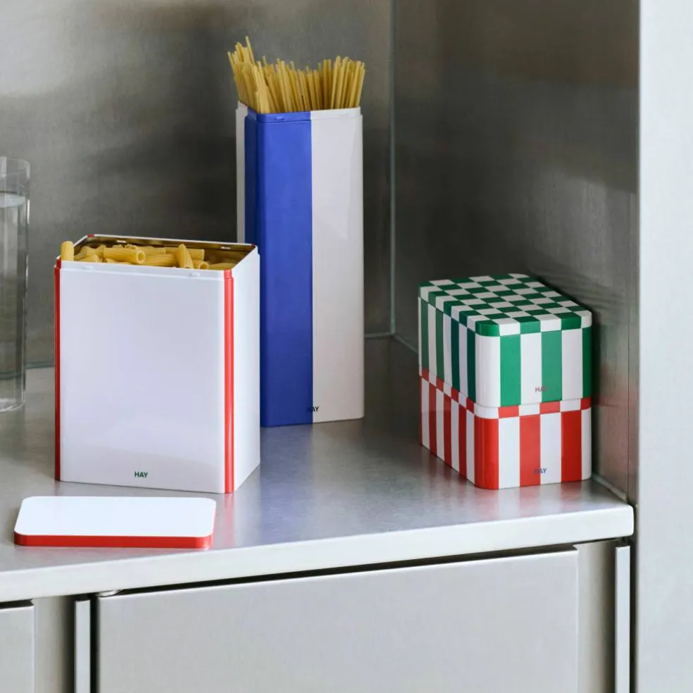 Oppbevaringsboks small, rød/off-white