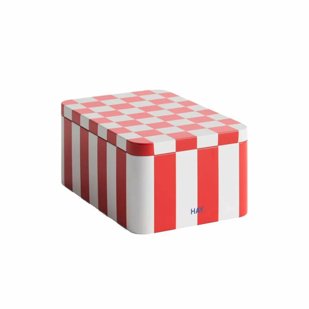 Oppbevaringsboks small, rød/off-white