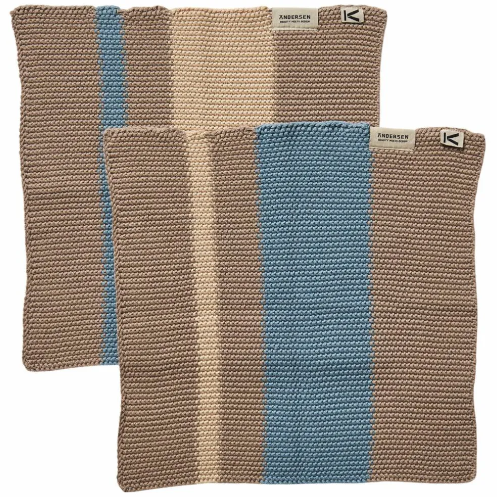 Oppvaskklut 27 × 27 cm 2-pakning, beige/blå