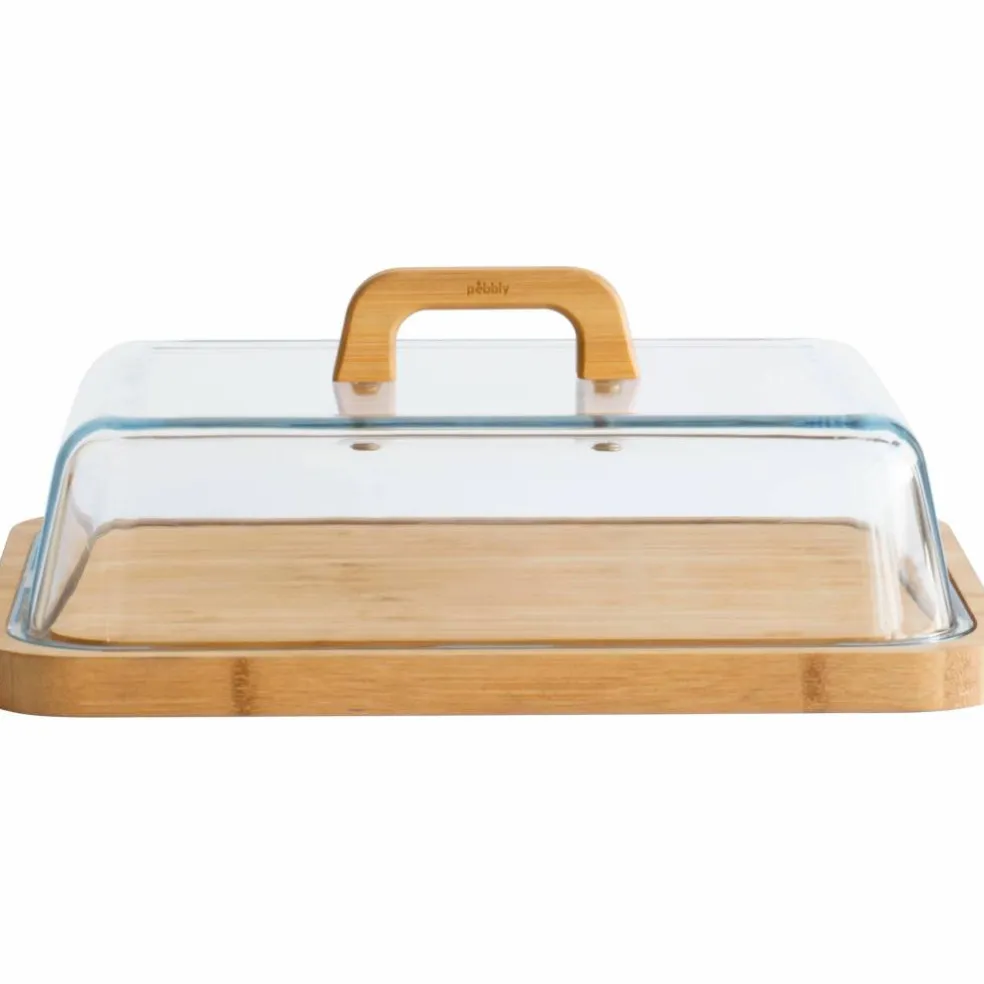 Osteklokke 34 x 25 x 9,5 cm, glass/bambus