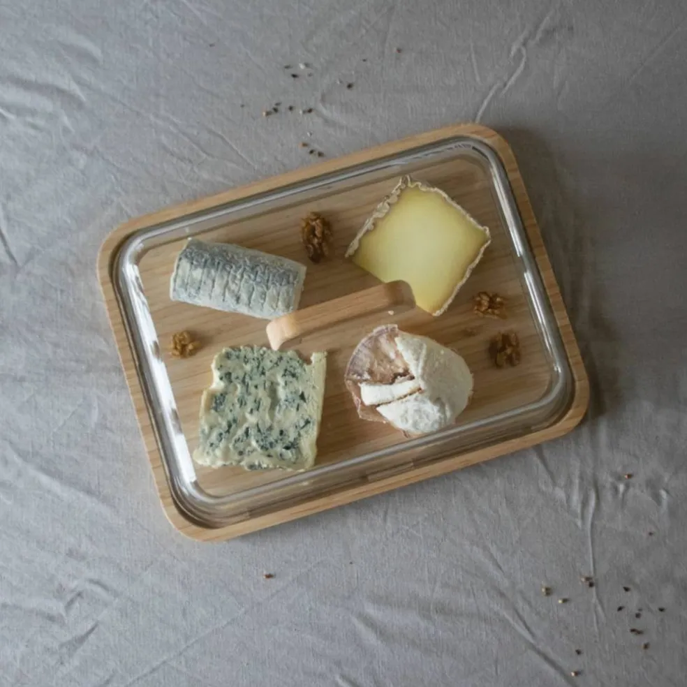 Osteklokke 34 x 25 x 9,5 cm, glass/bambus