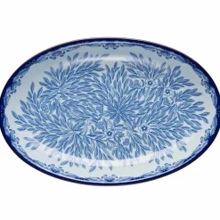 Ostindia Floris ovalt serveringsfat 33 x 22 cm, blå