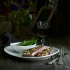 Oval steak-tallerken, stor 29,5 x 25,5 cm.