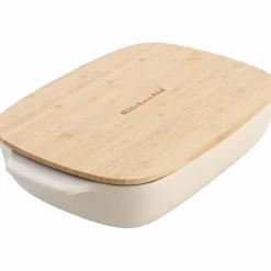 Ovnsform med lokk 39x23,5x7,5 cm, creme