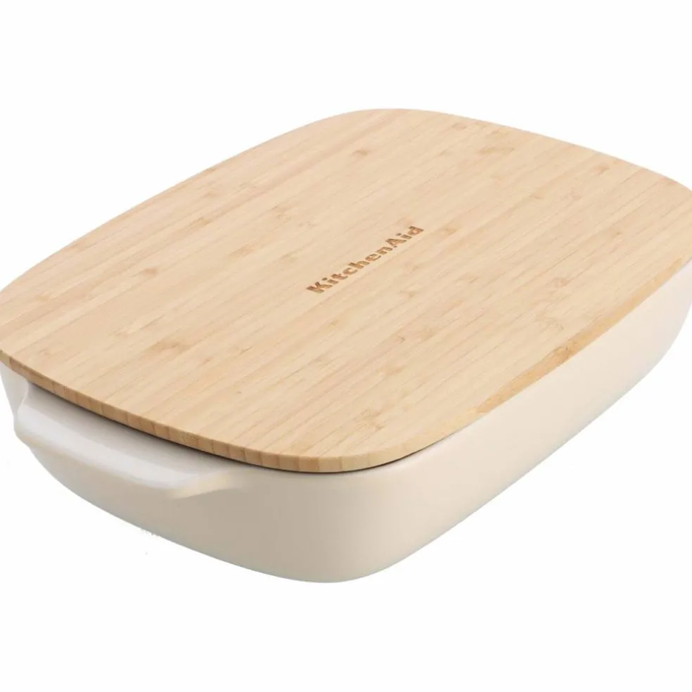 Ovnsform med lokk 39x23,5x7,5 cm, creme