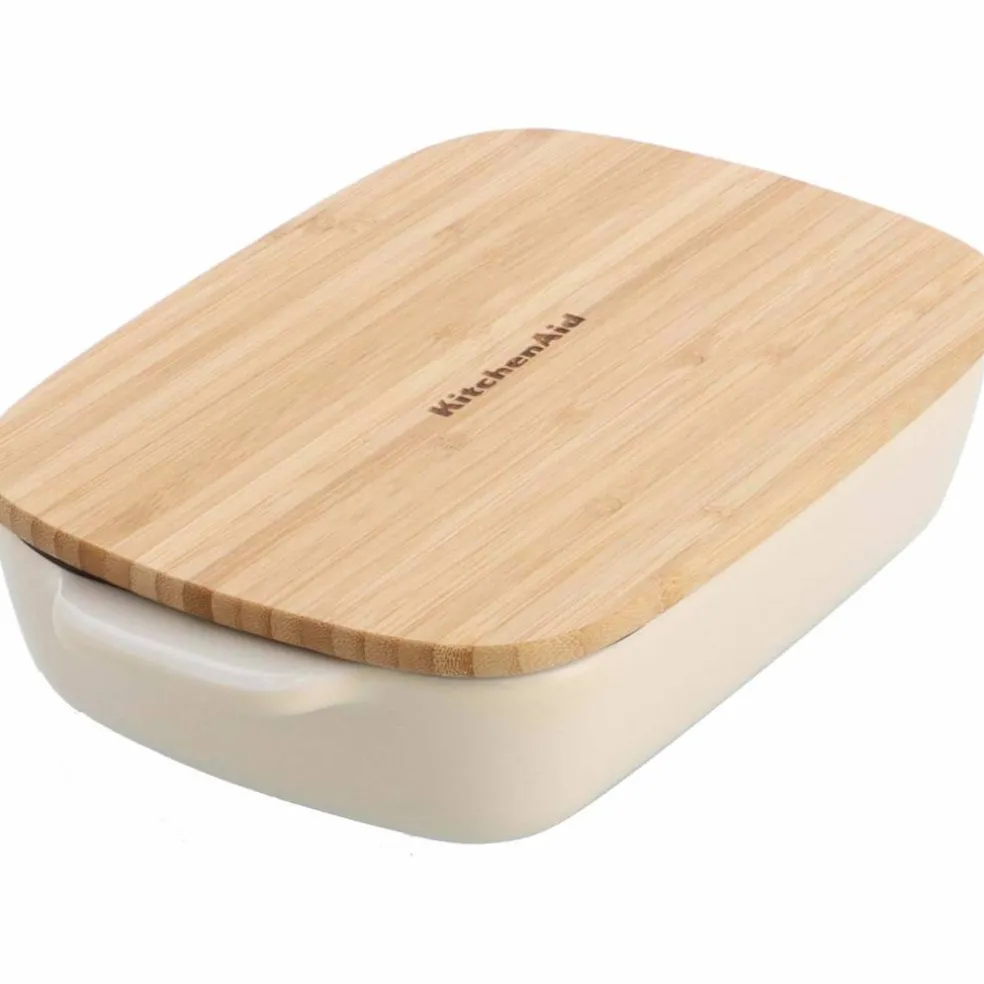 Ovnsform med lokk 26 x 15,5 x 6,5 cm, creme