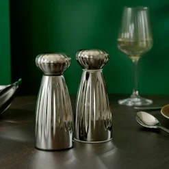 Palm Bright Salt- og pepperkvern med brett medium, rustfritt stål