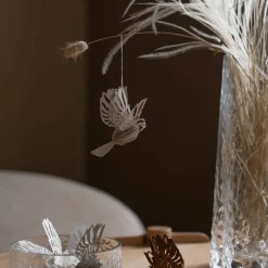 Paper Bird ornament 2-pack, coffee