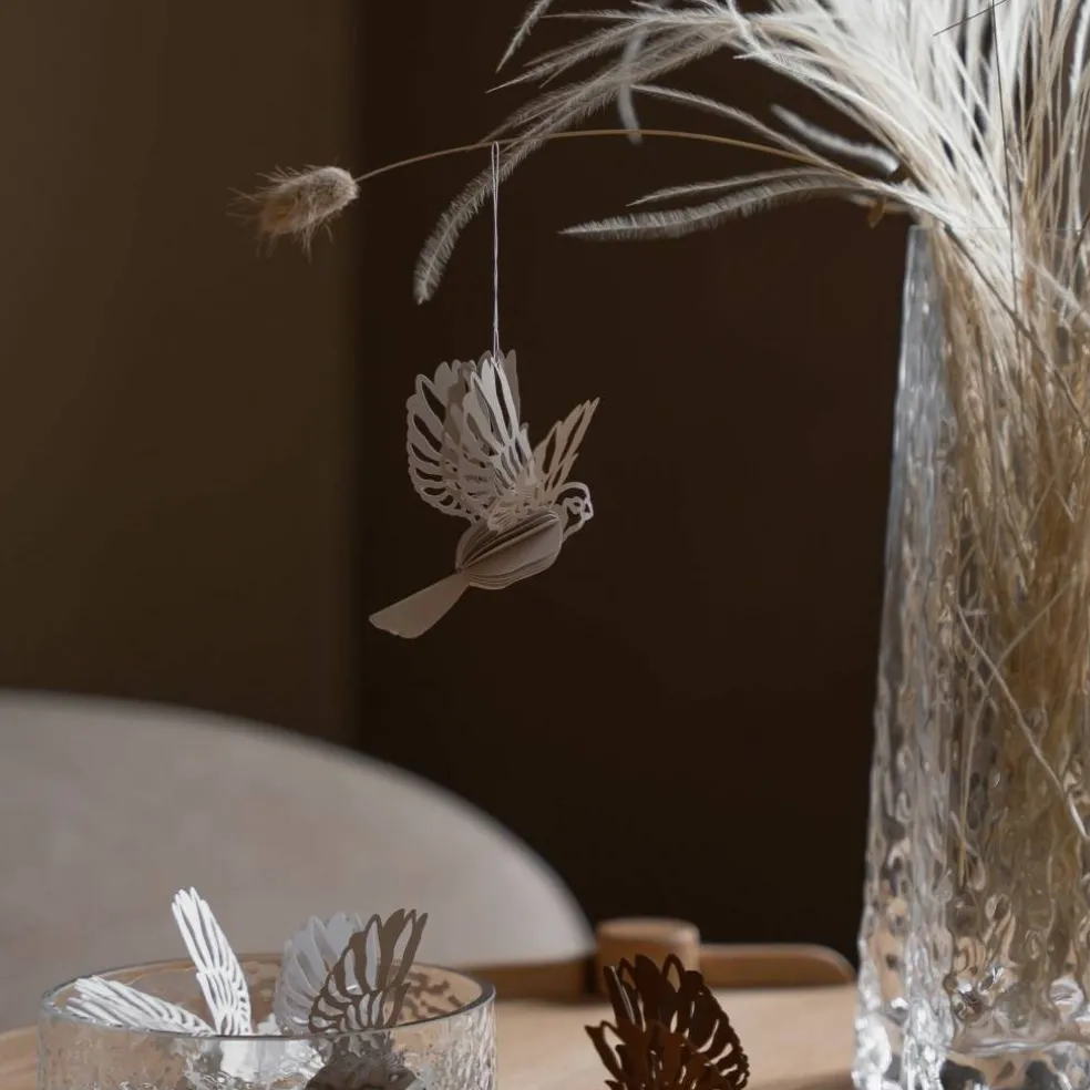 Paper Bird ornament 2-pack, coffee