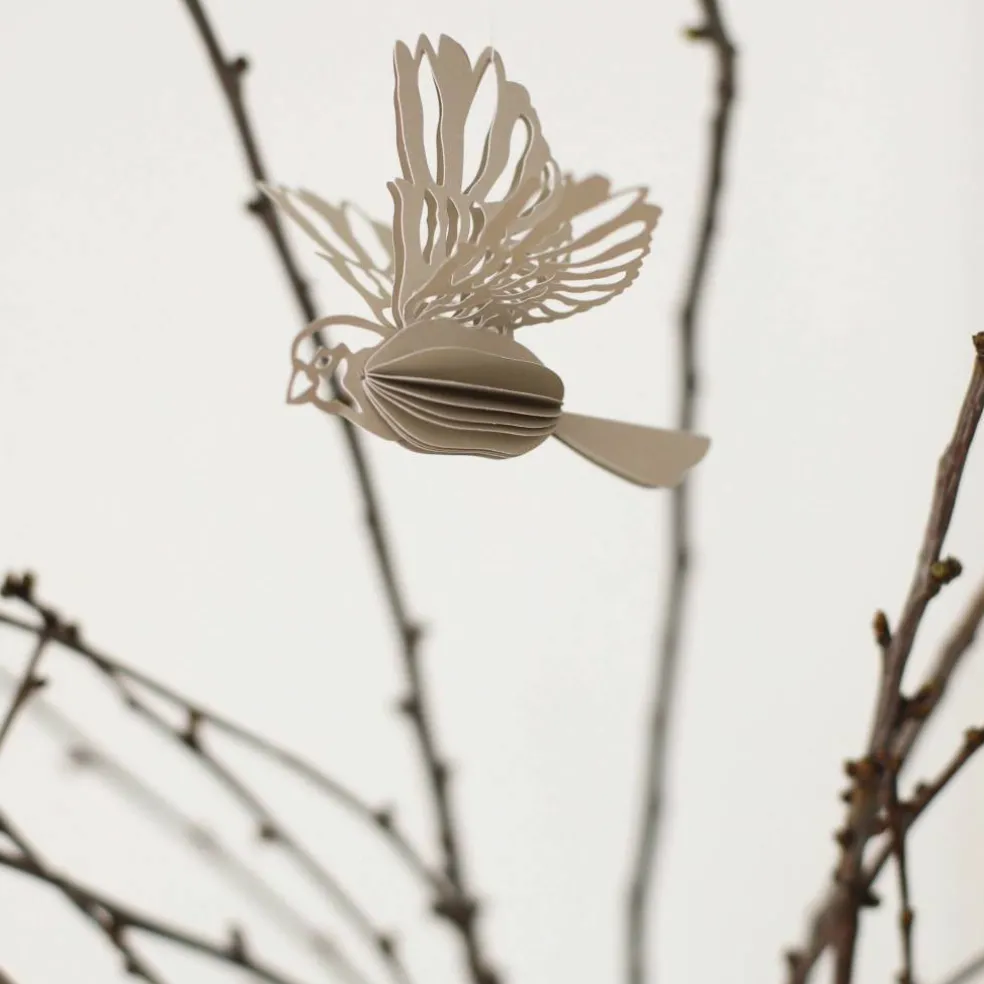 Paper Bird ornament 2-pack, coffee