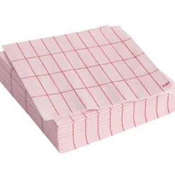 Pattern cocktailservietter 20-pakning, pink/red grid
