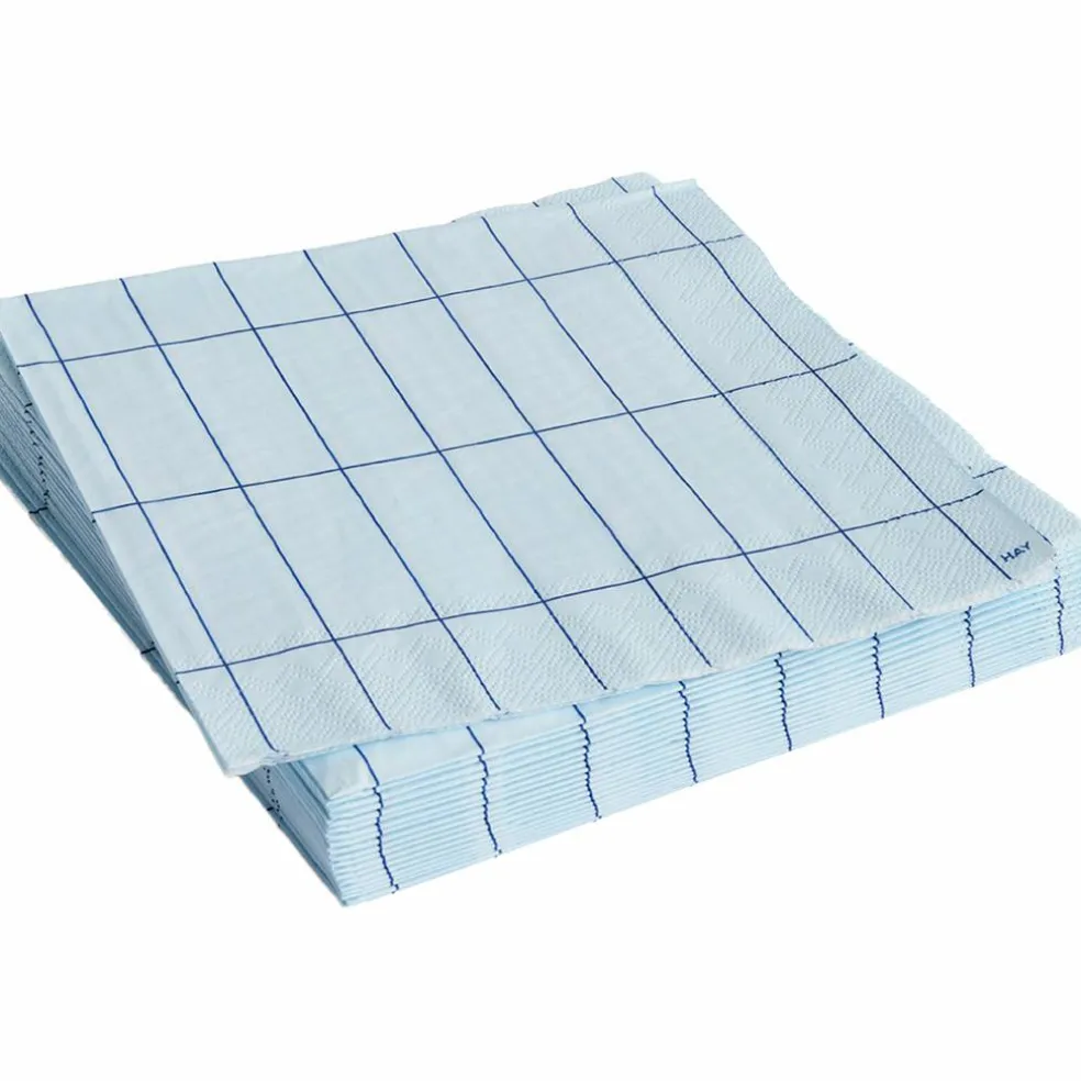 Pattern middagsservietter 20-pakning, light blue/blue grid