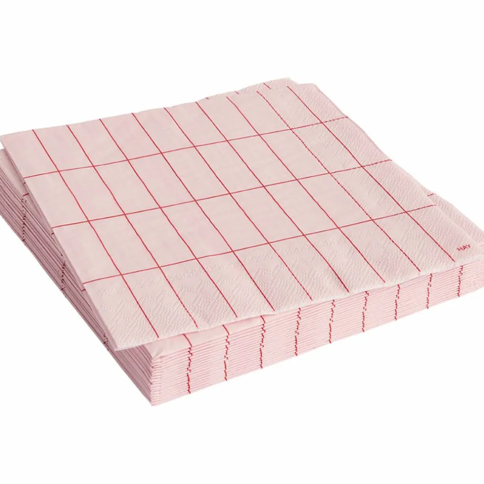 Pattern middagsservietter 20-pakning, pink/red grid