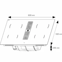 P804ICH30NP Induksjonstopp med integrert ventilator 83 cm, 4 soner