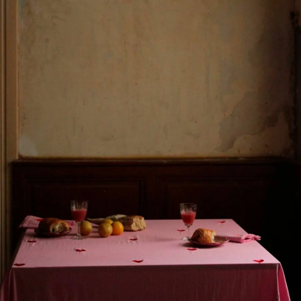 Pink Hearts duk 250×145 cm, rosa