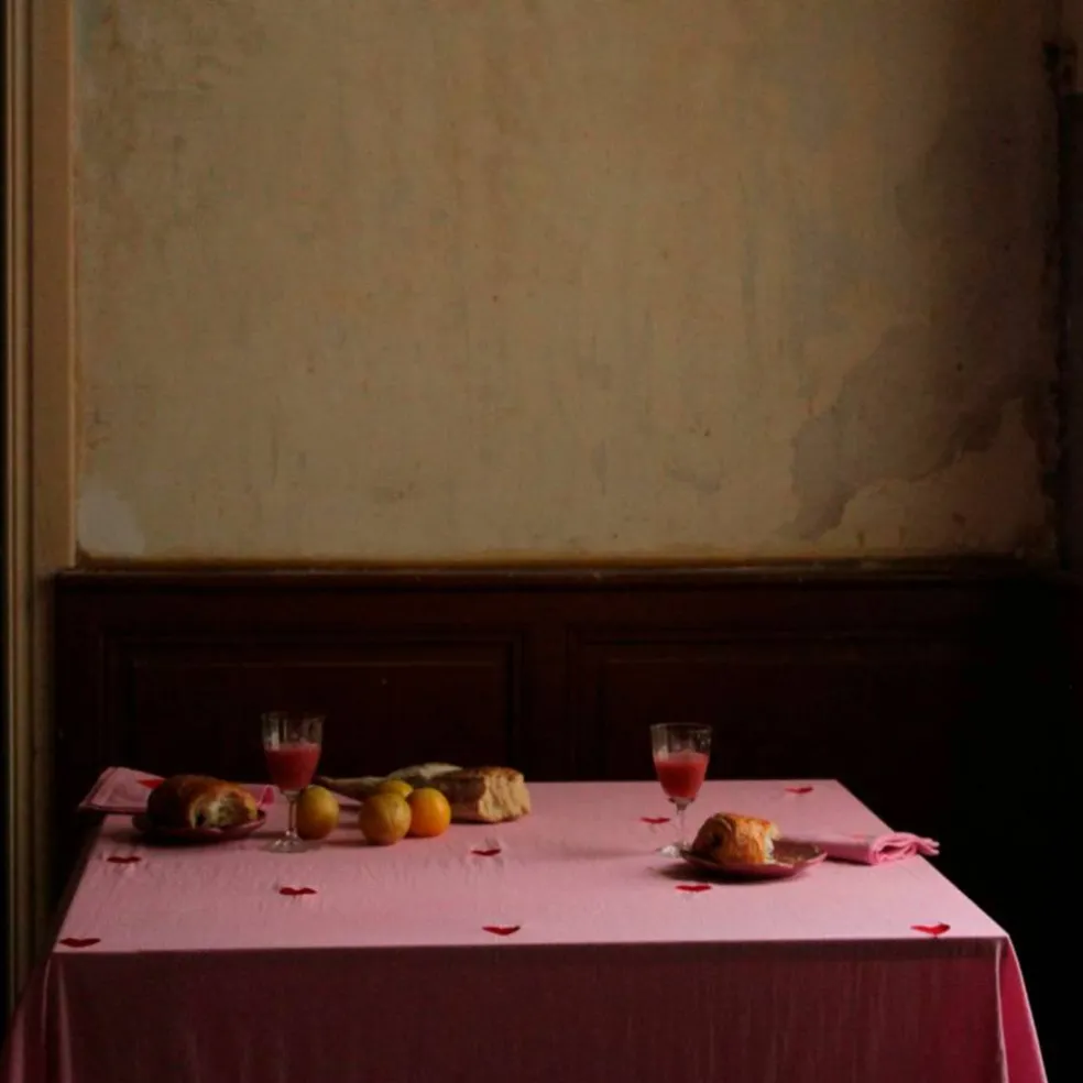 Pink Hearts duk 250×145 cm, rosa