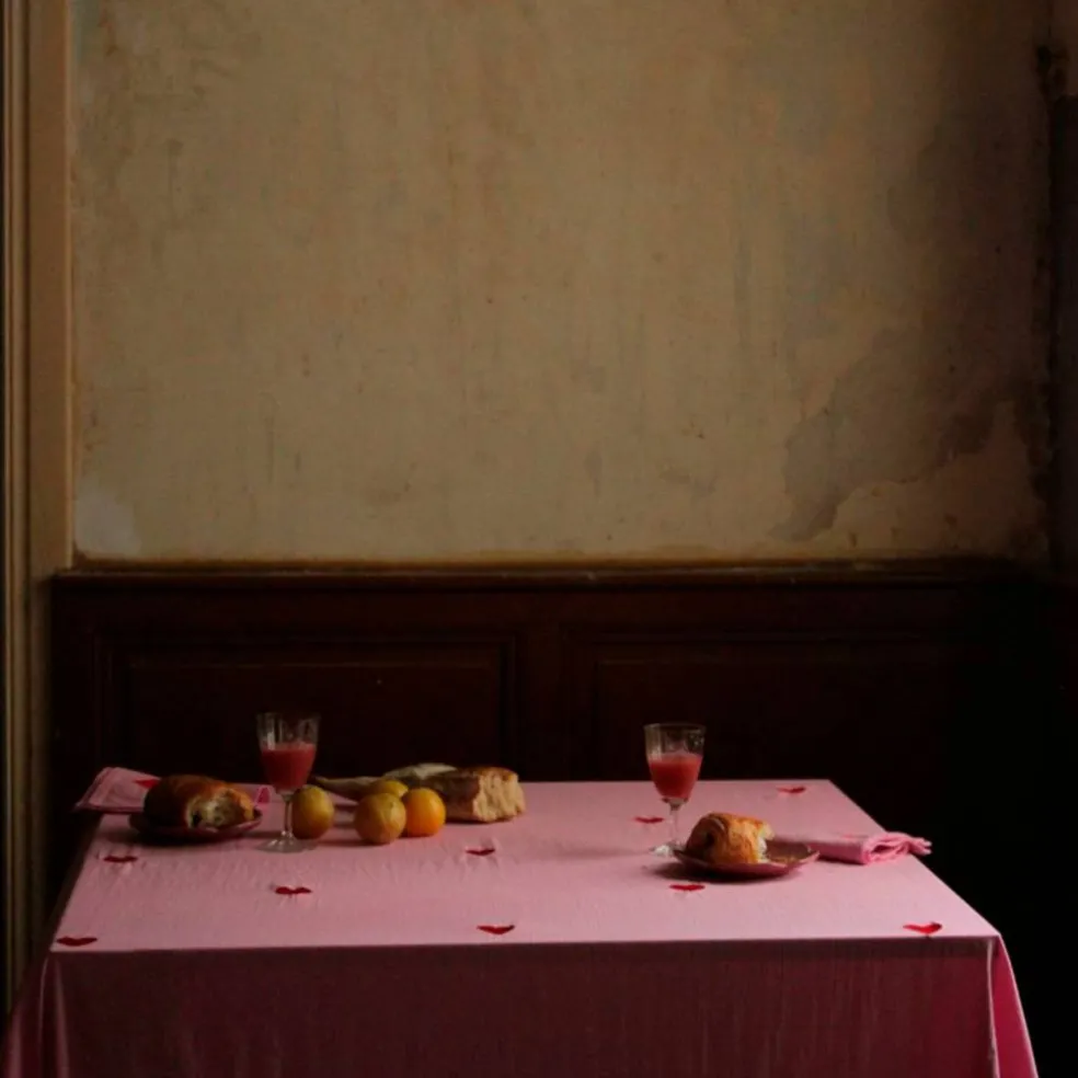 Pink Hearts duk 250×145 cm, rosa
