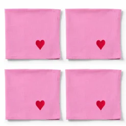 Pink Hearts serviett 40×40 cm 4-pakning, rosa