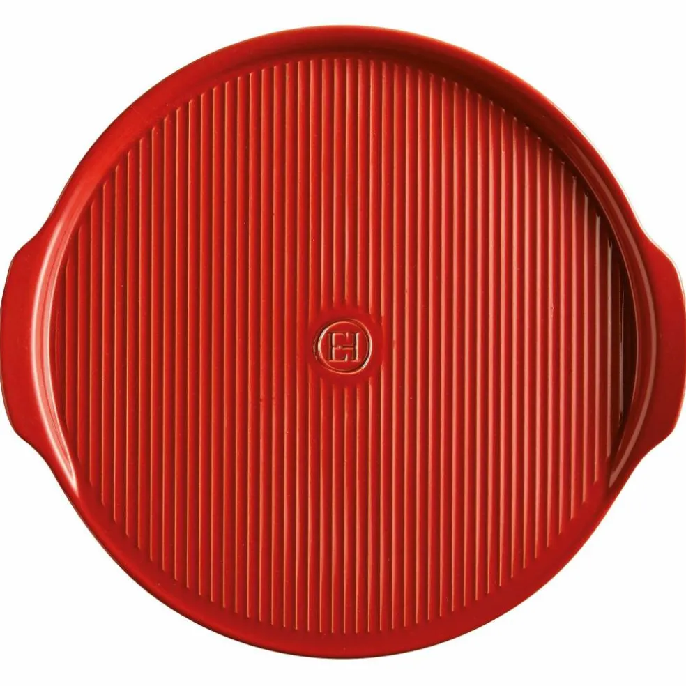 Pizzastein med riller Ø 40 cm, rød