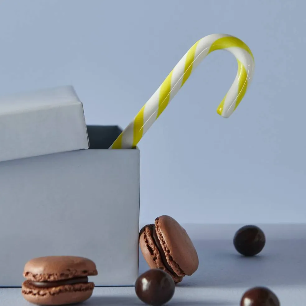 Polka glassdekorasjon 17 cm, hvit/grønn