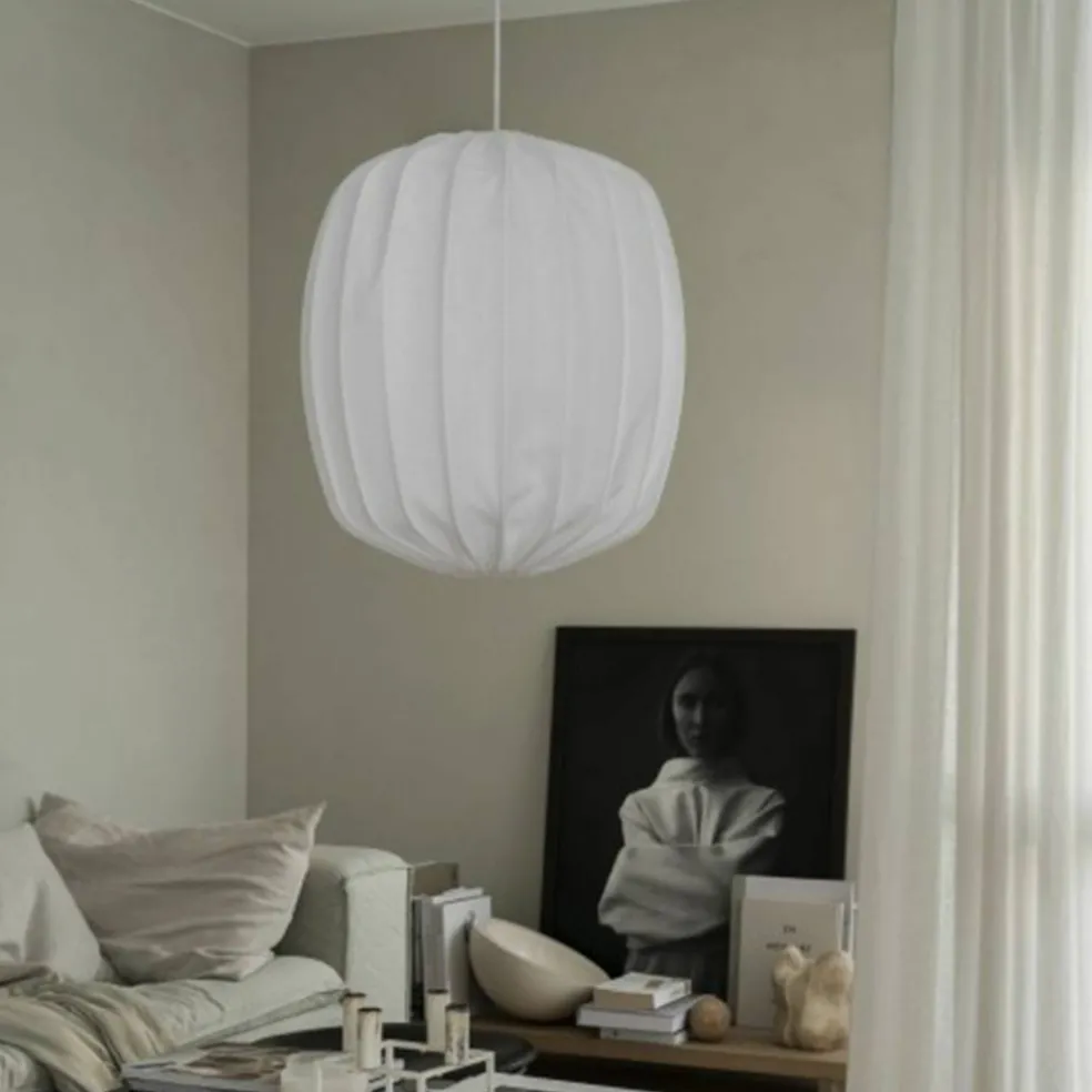 Prisma taklampe i lin 25 cm, hvit