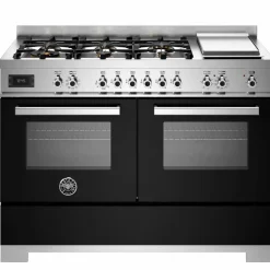 PRO126G2EART2 Professional gasskomfyr 120 cm med 6 brennere, elektrisk stekebord og 2 ovner, oransje