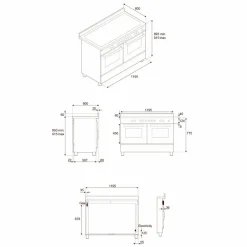 PRO126G2EART2 Professional gasskomfyr 120 cm med 6 brennere, elektrisk stekebord og 2 ovner, oransje