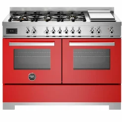 PRO126G2EBIT2 Professional gasskomfyr 120 cm med 6 brennere, elektrisk stekebord og 2 ovner, hvit