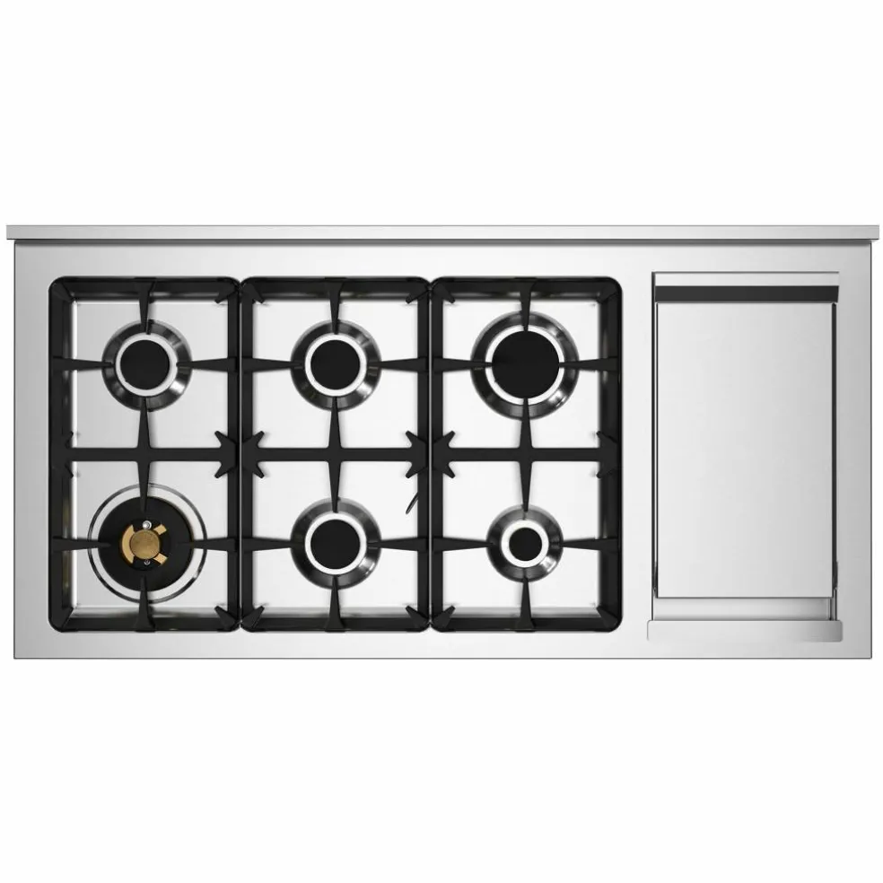PRO126G2EBIT Professional Gasskomfyr 120 cm, Hvit
