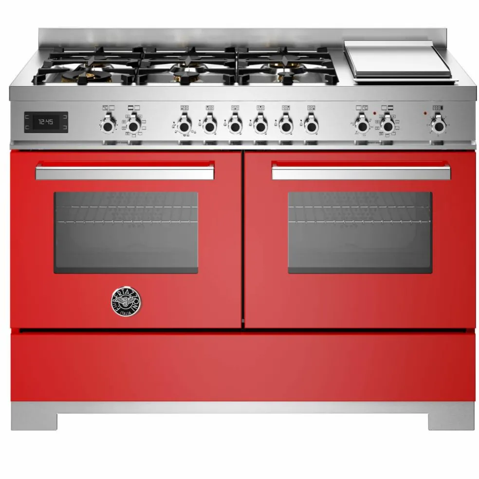 PRO126G2EGIT2 Professional gasskomfyr 120 cm med 6 brennere, elektrisk stekebord og 2 ovner, gul